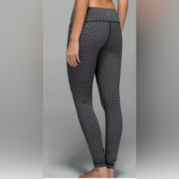 Lululemon Wunder Under Leggings Full-On Luon Tri Geo Silver Spoon Black Size 6 - Picture 2 of 4
